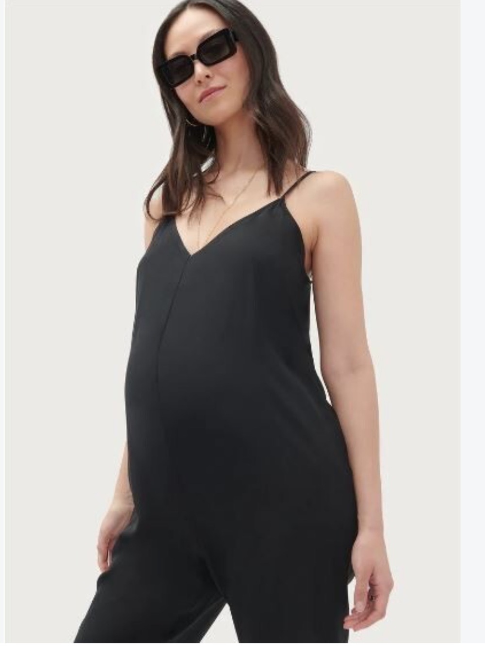 Hatch The Georgie Black Maternity Spaghetti-Strap Jumpsuit